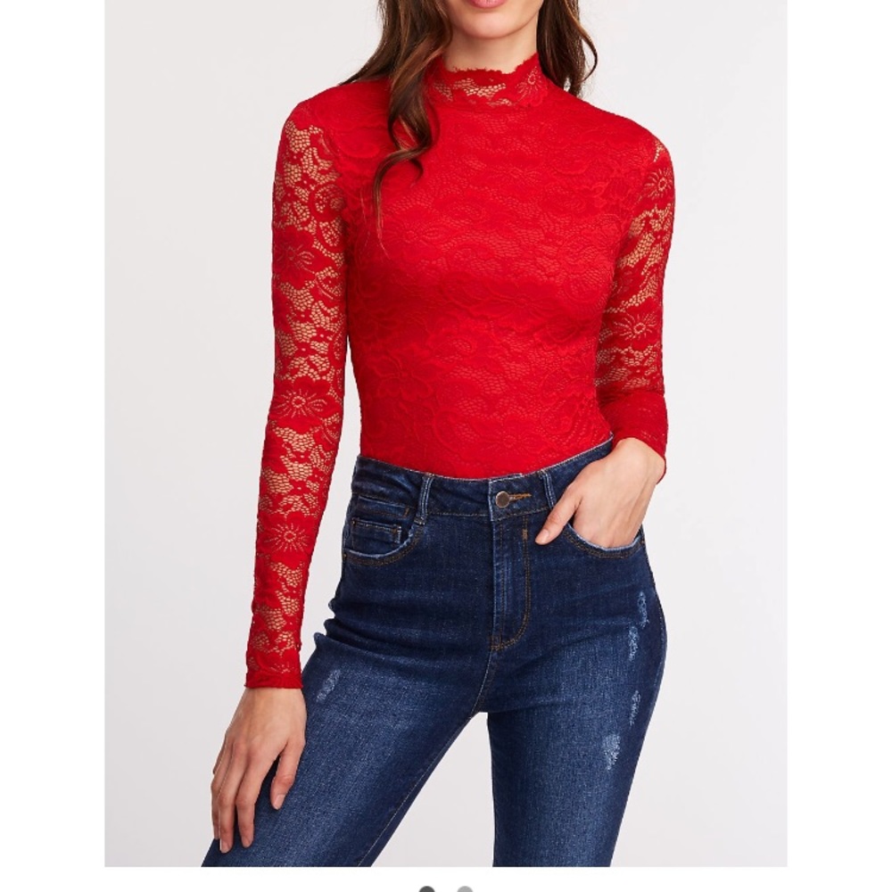 NWT ❤️ RED Lace Body Suit XL